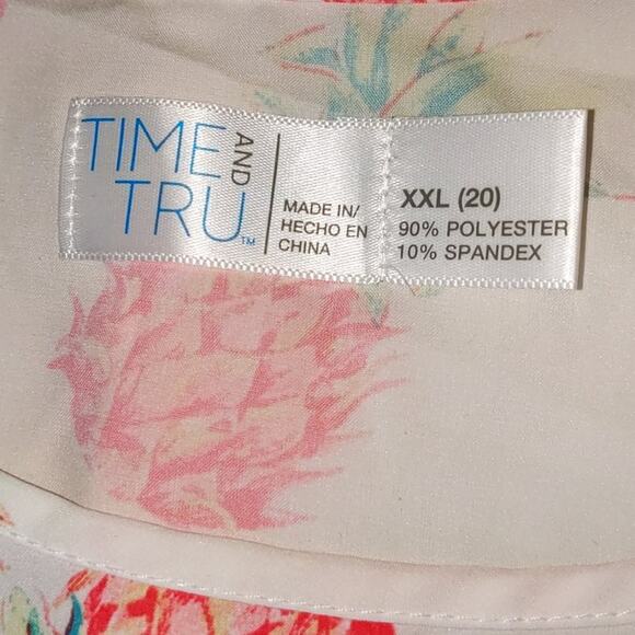 Time and Tru Tropical Pineapple Print White Tank Top XXL - Picture 4 of 5